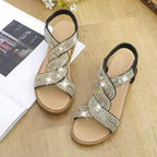 🎁Summer Sale 49% off⏳Anti-skid Soft Sole Rhinestone Wedge Heel Sandals