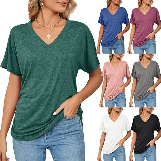 💕Mother's Day Promotion- UP TO 49% OFF🌷V-Neck Solid Color Loose Ladies Tops