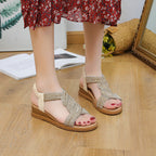 🎁Summer Sale 49% off⏳Anti-skid Soft Sole Rhinestone Wedge Heel Sandals