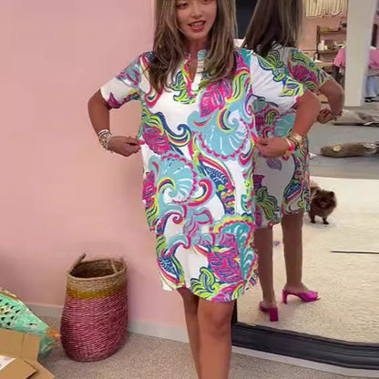 🌷Limited Time Offer 50% OFF🌸Women Colorful Printed V-Neck Dress💐