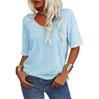 💖2025 Summer Sale 58% OFF💥Women's Solid Color V-Neck T-shirt