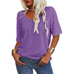 💖2025 Summer Sale 58% OFF💥Women's Solid Color V-Neck T-shirt