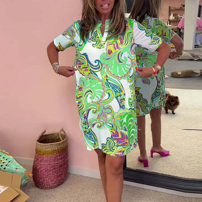 🌷Big price reduction🌸Women Colorful Printed V-Neck Dress💐