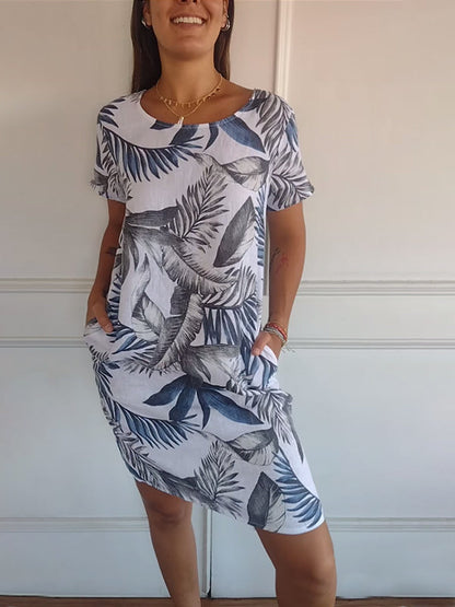 🍀🌷MOTHER'S DAY HOT SALE 50% OFF🍀🌷Women's Cotton Loose Printed Dress (BUY MORE SAVE MORE)