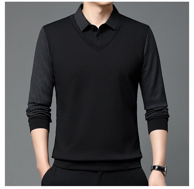 🔥Hot Sale-50% OFF🔥Striped Lapel Fake Two-piece Shirt
