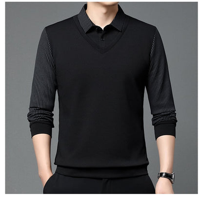 🔥Hot Sale-50% OFF🔥Striped Lapel Fake Two-piece Shirt