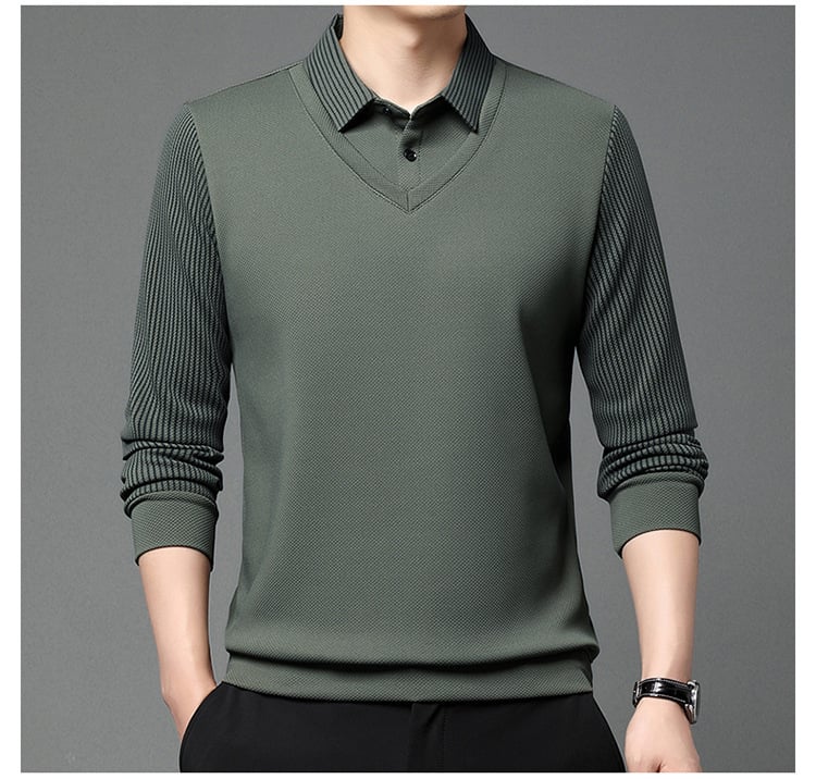 🔥Hot Sale-50% OFF🔥Striped Lapel Fake Two-piece Shirt