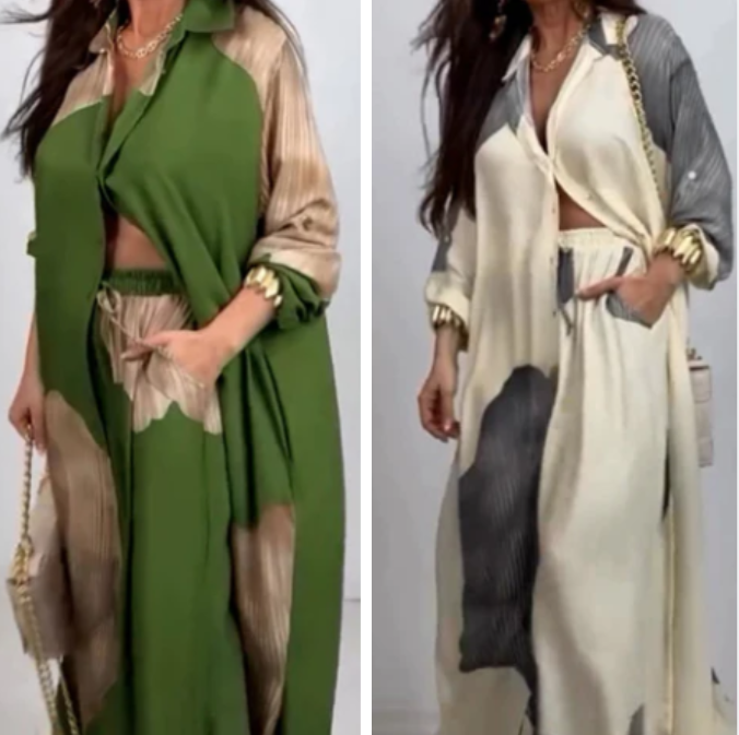 🩷Summer Special Offer🌼Full Button Down Long Shirt & Drawstring Pants Set