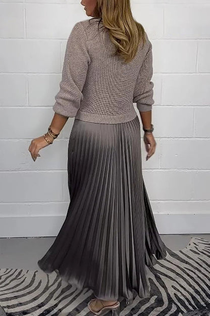 💕Limited Time 50% Off💕Women's solid color Long Sleeve Jumper & Pleated Bottom Dress