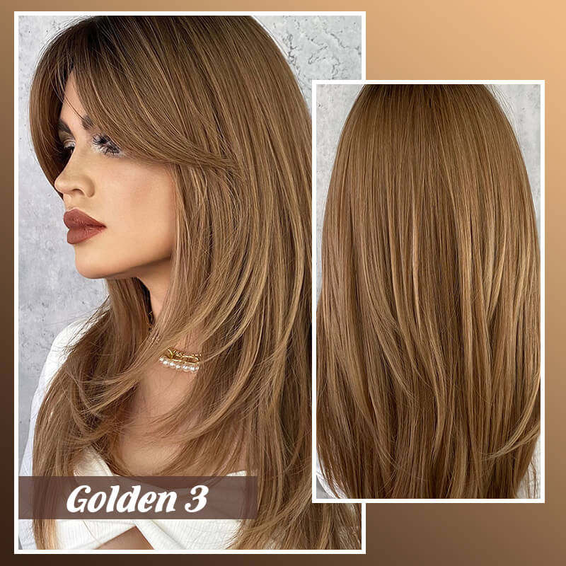 🎁Limited-time gift🎁Wig long hair Layered bangs wigs