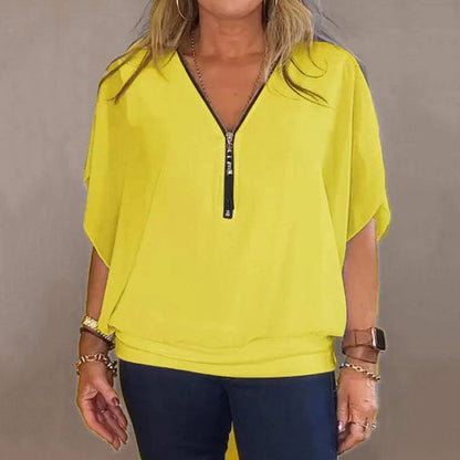 🔥Big price reduction🩷Women's Chiffon Zip-up Neck Casual Top