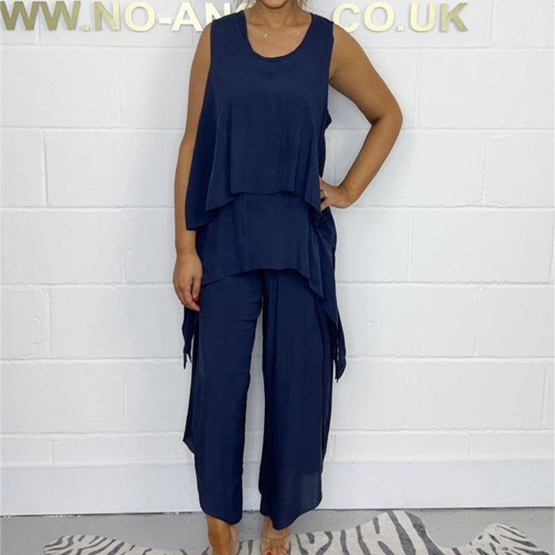 🌸Summer Specials🌸 Casual Sleeveless Loose Top and Pants Suit