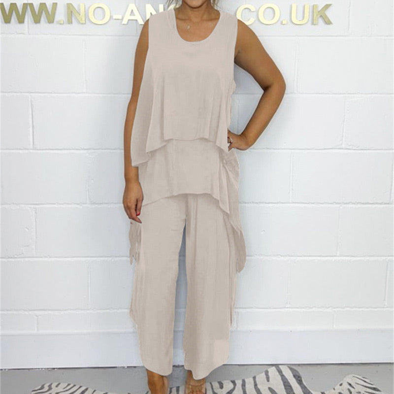 🌸Summer Specials🌸 Casual Sleeveless Loose Top and Pants Suit