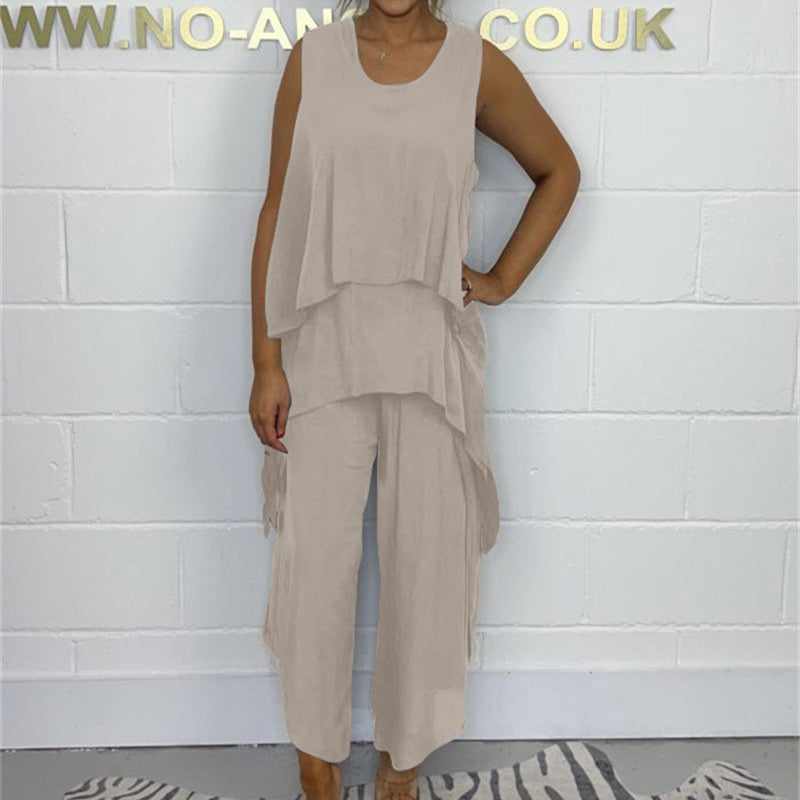 🌸Summer Specials🌸 Casual Sleeveless Loose Top and Pants Suit