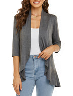 💥50% OFF💥Women Open Front 3/4 Sleeves Lightweight Draped Ruffles Cardigan