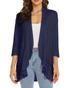 💥50% OFF💥Women Open Front 3/4 Sleeves Lightweight Draped Ruffles Cardigan