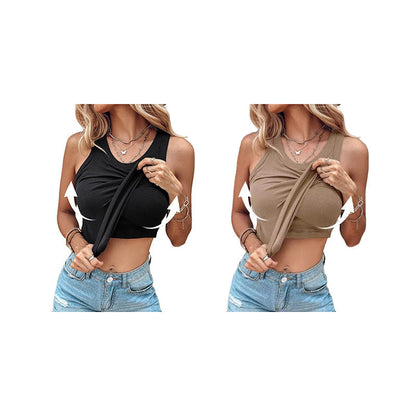 🔥LAST DAY SPECIAL PRICE: ￡9.97!!🔥Ribbed Stretchy Tank Top with Shelf Bra