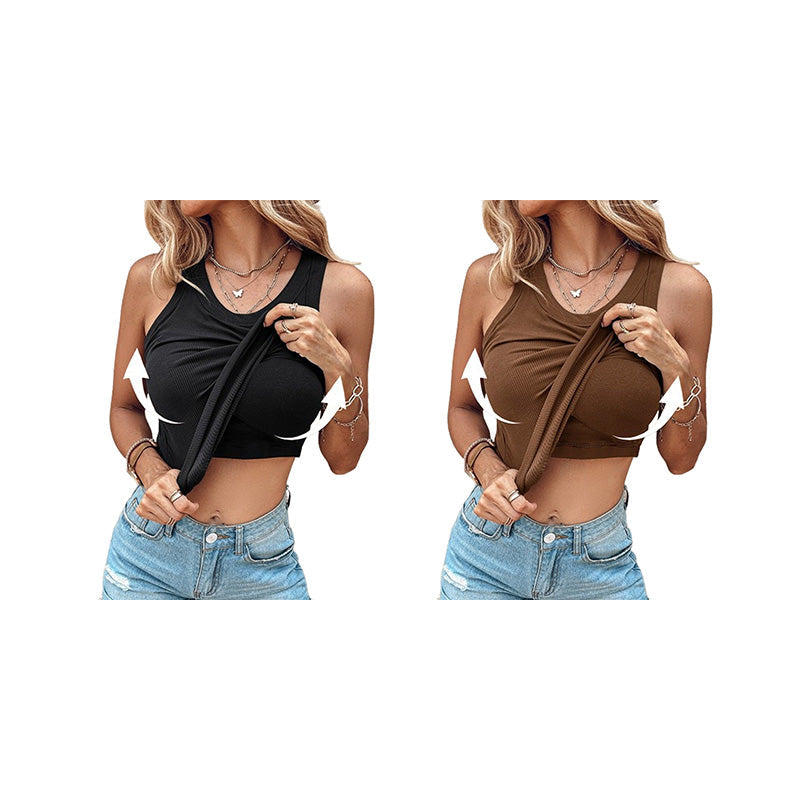 🔥LAST DAY SPECIAL PRICE: ￡9.97!!🔥Ribbed Stretchy Tank Top with Shelf Bra