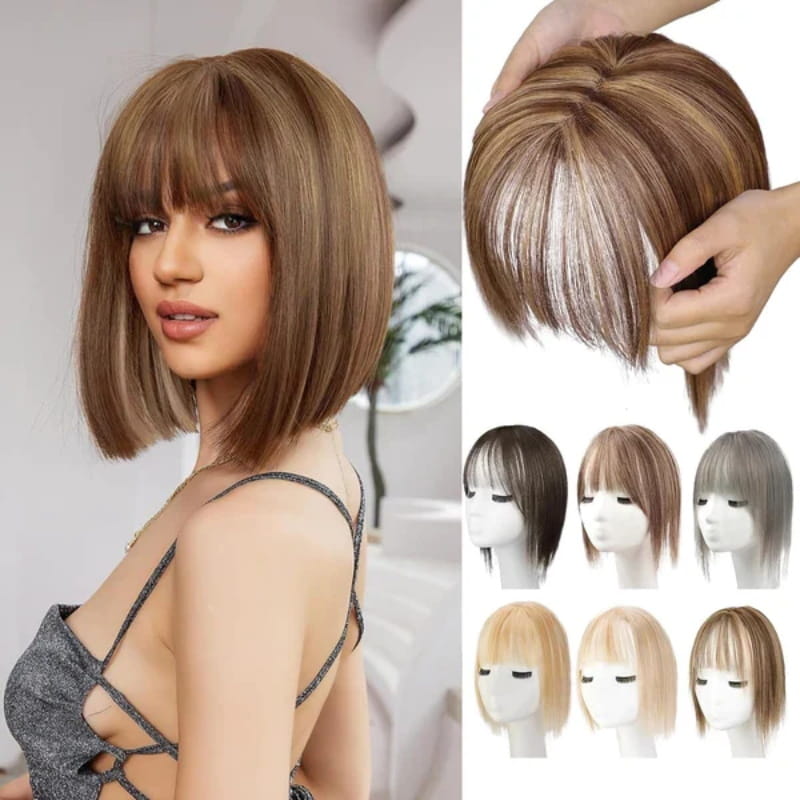 🔥Big price reduction🔥Natural Hair Toppers with Bangs for Women🛒