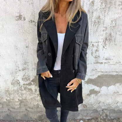 🌸🔥Big price reduction! 🔥Mid-Length Trench Coat with Denim Jean Stitching