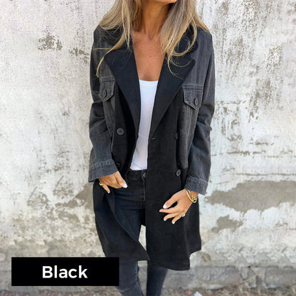 🌸🔥Big price reduction! 🔥Mid-Length Trench Coat with Denim Jean Stitching