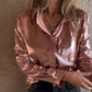 💖Limited Sale 50% OFF💖Women's Shimmer Metallic Leather Button-Up Shirt