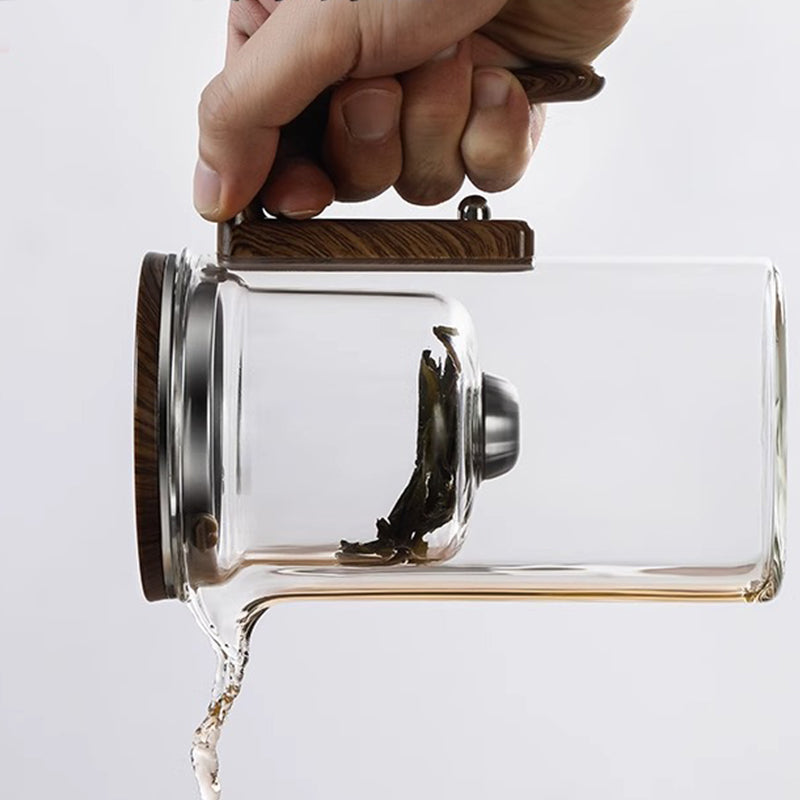 🔥LIMITED SALE 50% OFF🔥Water Separation Glass Teapot with Wooden Handle