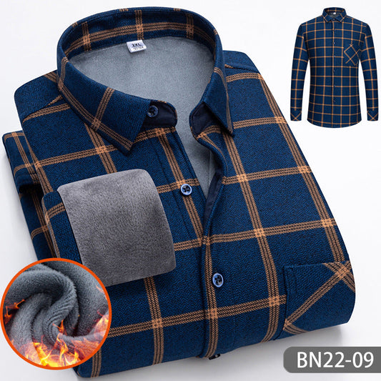 Autumn and winter men's casual thickened warm shirts