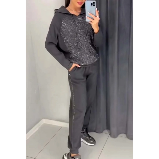 🔥2025 HOT SALE🔥 Women's Hooded Sweatshirt and Cuffed Joggers (2-Piece Set)