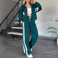 💖Limited Sale 50% OFF💖Women's Striped Zipper Jacket & Casual Pants 2-Piece Set