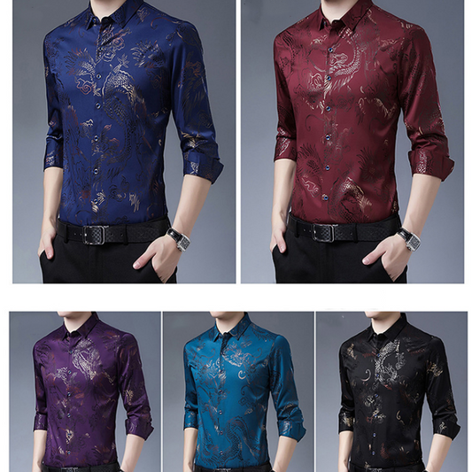 Men's Printed Lightweight Business Casual Shirt