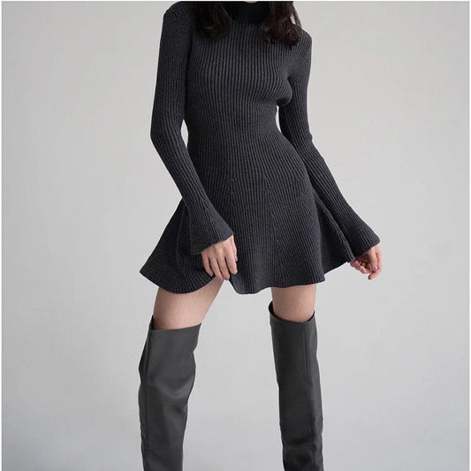 Women’s Ribbed Knit A-Line Mini Dress