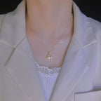 Shining Elegance: Charming Zircon Circle and Scallop Necklace