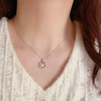 Shining Elegance: Charming Zircon Circle and Scallop Necklace