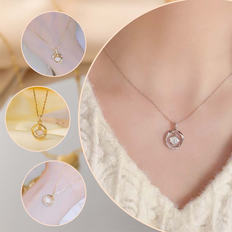 Shining Elegance: Charming Zircon Circle and Scallop Necklace