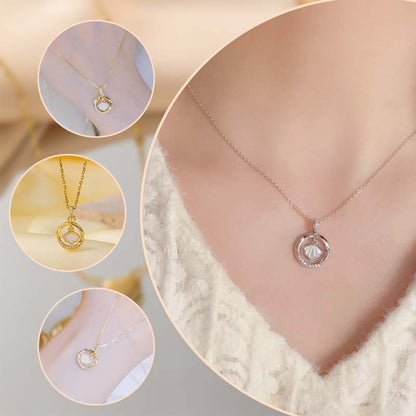 Shining Elegance: Charming Zircon Circle and Scallop Necklace