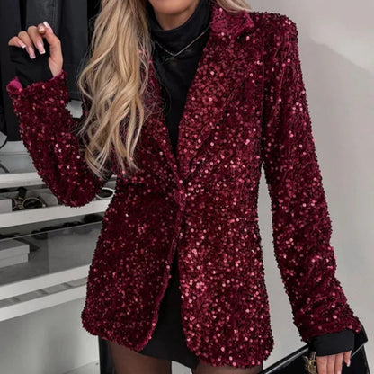 🔥2025 HOT SALE 50%OFF🔥 Women’s Sparkly Sequin Button Long-Sleeve Jackets