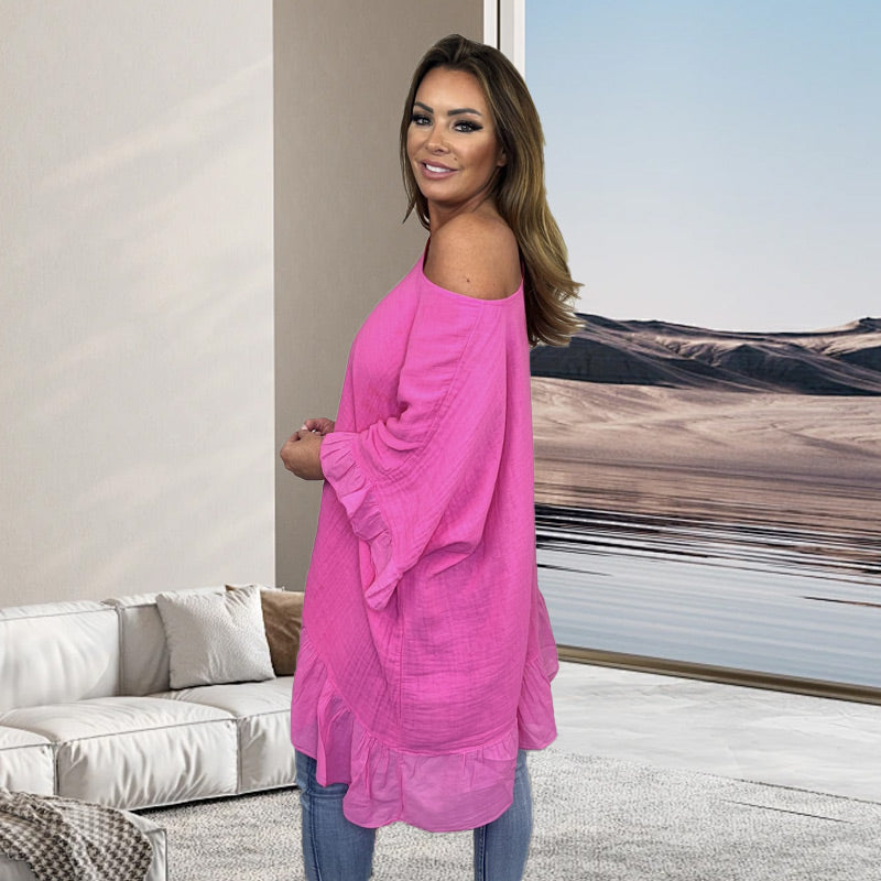✨Spring Style Alert🌸Loose Pleated Off Shoulder Blouses for Women