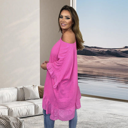 ✨Spring Style Alert🌸Loose Pleated Off Shoulder Blouses for Women
