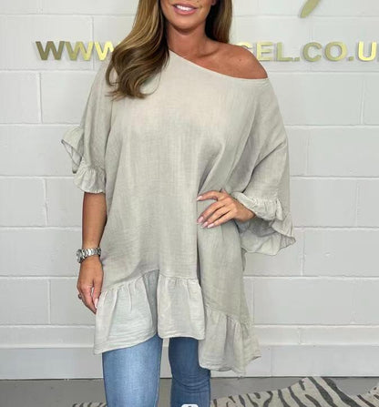 ✨Spring Style Alert🌸Loose Pleated Off Shoulder Blouses for Women