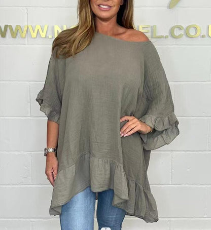 ✨Spring Style Alert🌸Loose Pleated Off Shoulder Blouses for Women