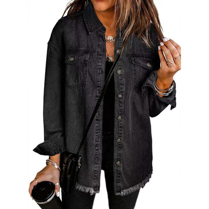 What should I wear tomorrow?💕Women's Raw Edge Ripped Denim Jacket