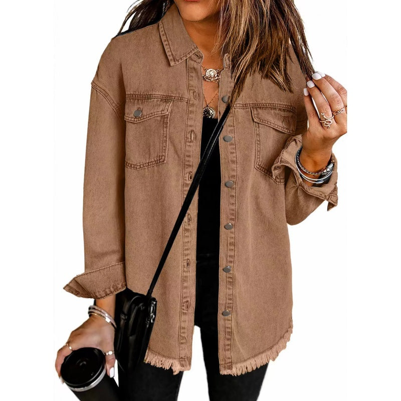 What should I wear tomorrow?💕Women's Raw Edge Ripped Denim Jacket