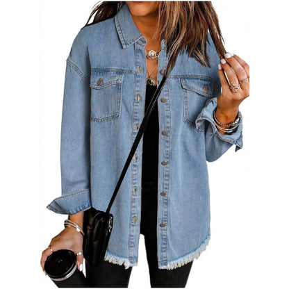What should I wear tomorrow?💕Women's Raw Edge Ripped Denim Jacket