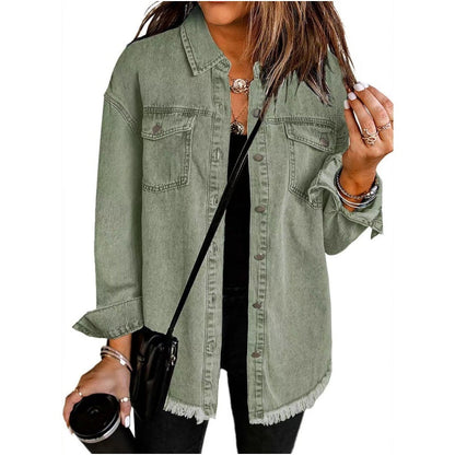 What should I wear tomorrow?💕Women's Raw Edge Ripped Denim Jacket