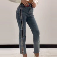 💎2025 HOT SALE👖Women's Jeans With Shiny Rhinestones And Chic Slit✨