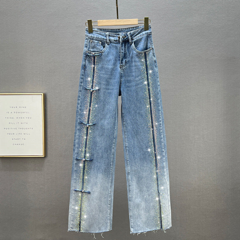 💎2025 HOT SALE👖Women's Jeans With Shiny Rhinestones And Chic Slit✨
