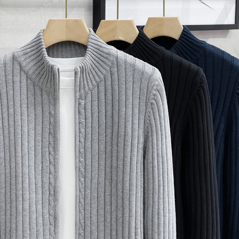 🔥2025 HOT SALE🔥 Men's Zipper Knit Sweater with Half-High Neck