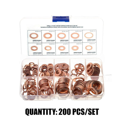 📀100/200 PCS Copper Flat Washer Assortment Kit