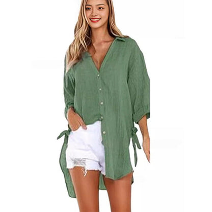 💖Limited Sale 50% OFF💖Women's Loose Fit Tie Asymmetrical Shirt